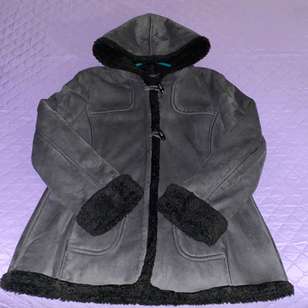 Women’s Jones New York Gray Faux suede/shearling Coat XL